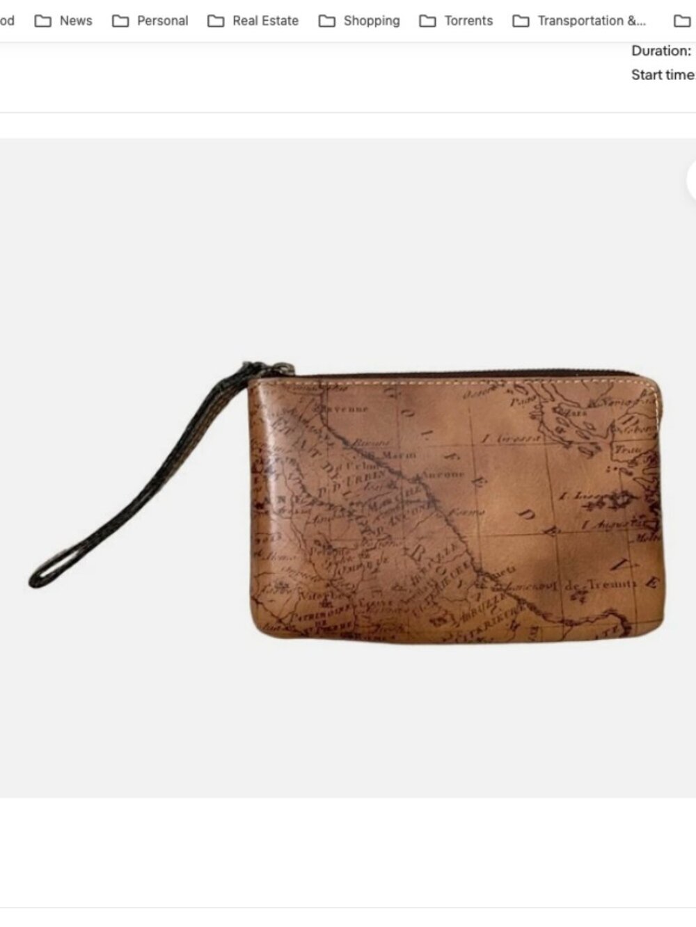 Patricia Nash Brown Map Print Cassini Leather Wristlet / Clutch Purse